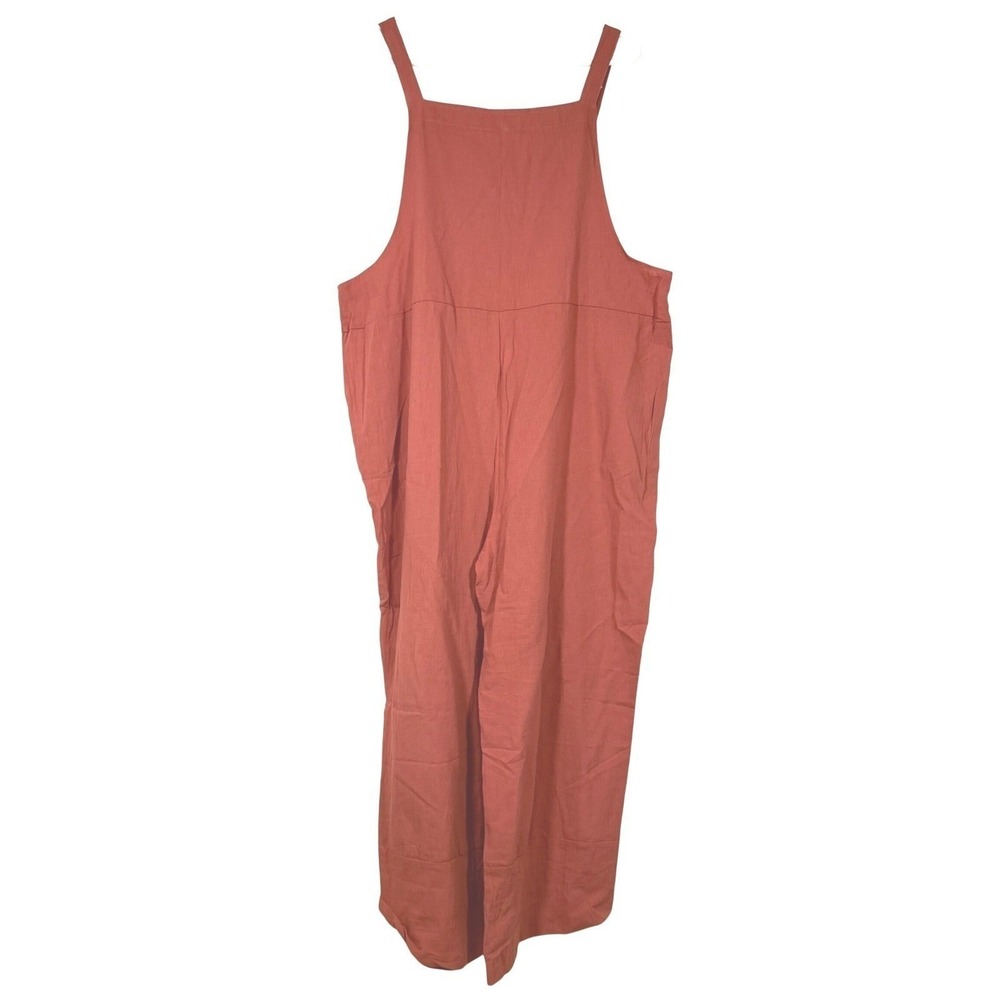 Wide Leg Jumpsuit Womens L/XL Rust Orange Overalls Cottagecore Homestead Flowy - Picture 5 of 7